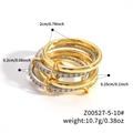 Set di anelli impilabili oro e argento con zirconi bianchi e dimensioni incluse - Cinque Anelli Taglia 9