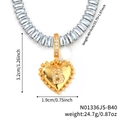 Elegante goldene Herz-Anhänger-Halskette mit Kristallbuchstabe B und Zirkonia - Herz Anfangsbuchstabe B Stil (N01336JS-B40)