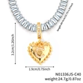 Elegante goldene Herz-Halskette mit blauen Zirkonia-Steinen und dem Buchstaben C - Herz Anfangsbuchstabe C Stil (N01336JS-C40)