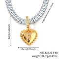 Goldene Herz-Halskette mit F-Anhänger und blauer Kristallkette inklusive Maßen - Herz Anfangsbuchstabe F Stil (N01336JS-F40)