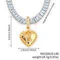 Blaue Zirkonia-Tenniskette mit goldenem Herzanhänger und Buchstaben L-Motiv - Herz Anfangsbuchstabe L Stil (N01336JS-L40)
