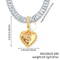 Goldene Herz-Halskette mit Buchstabe S und Kristallkette für elegantes Damen-Schmuck - Herz Anfangsbuchstabe S Stil (N01336JS-S40)