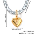 Goldene Herzanhänger-Halskette mit Kristall V-Initial und Zirkon-Gliederkette - Herz Anfangsbuchstabe V Stil (N01336JS-V40)