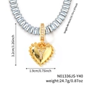 Goldene Herz-Halskette mit Buchstabe Y und Zirkonia auf einer silbernen Kette - Herz Anfangsbuchstabe Y Stil (N01336JS-Y40)