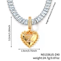 Goldene Herzanhänger Kette mit Buchstabe Z und rechteckiger Zirkonkette 40cm - Herz Anfangsbuchstabe Z Stil (N01336JS-Z40)