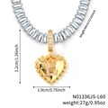 Goldene Herzanhänger-Halskette mit Zirkon-Buchstaben L und hellblauer Edelsteinkette - Herz Anfangsbuchstabe L Stil (N01336JS-L60)