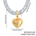Goldene Herz-Halskette mit Kristall-Buchstabe U und Baguette-Zirkonia Gliederkette - Herz Anfangsbuchstabe U Stil (N01336JS-U60)