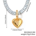 Goldene Herz-Halskette mit Initial V und Zirkonia-Kristallen für Damen - Herz Anfangsbuchstabe V Stil (N01336JS-V60)