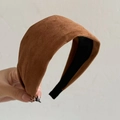 Minimalist wide brown suede headband with non-slip lining for a stylish high crown look - 3# Caramel Wide Headband