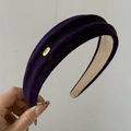 Détail du serre-tête en velours violet avec plaque métallique dorée faite main - 2# Violet Foncé