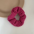 Fuchsia knitted plush scrunchie with soft wool texture and high elastic band for women - Rose Red