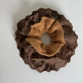 Coletero retro de punto marrón café con encaje bordado de varias capas y elástico - Coletero Encaje Caramelo