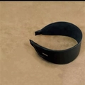 Retro wide black leather headband with elegant silver metal bar detail on matte background - 2# Black PU