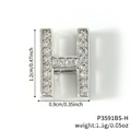 Silver letter H watch strap charm featuring crystal zirconia paving for personalized jewelry - Silver Letter H Rhinestone Charm (P3591BS-H)