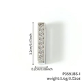 Silver rectangle DIY watch strap charm with vertical white zircon stones for jewelry sets - Silver Rectangular Bar Rhinestone Charm (P3591BS-I)