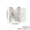 Silver letter N watch band charm with sparkling cubic zirconia stones and metal finish - Silver Letter N Rhinestone Charm (P3591BS-N)