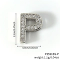 Silver pavé letter P charm accessory for DIY watch bands and bracelets 1.2cm height - Silver Letter P Rhinestone Charm (P3591BS-P)