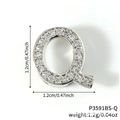 Silver letter Q charm with sparkling zircons for DIY watch bands and bracelets - Silver Letter Q Rhinestone Charm (P3591BS-Q)