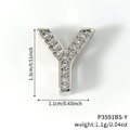 Silver letter Y charm pendant for watch band DIY accessory with sparkling zircon stones - Silver Letter Y Pavé Zirconia Pendant (55)