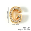 Gold plated letter G charm for watch bands featuring micro-set sparkling cubic zirconia - Gold Letter G Pavé Rhinestone Charm (P3591JS-G)