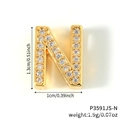 Gold letter N pendant charm with pave-set zircon stones for DIY watch band bracelets - Gold Letter N Double-Row Rhinestone Charm (P3591JS-N)