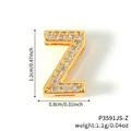 Golden letter Z watch strap accessory with sparkling white cubic zirconia crystals - Gold Letter Z Pavé Rhinestone Charm (P3591JS-Z)
