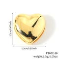 Ciondolo a cuore dorato lucido per cinturini di orologi e braccialetti fai-da-te da 1,3 cm - Charm Scorrevole a Cuore Lucido Dorato (P3602-16)