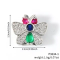 Silver butterfly jewelry charm for DIY watch strap with blue and green gemstones - Silver Butterfly Colorful Zirconia Charm (P3634-1)
