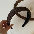 Cerchietto leopardato marrone in velluto con design alto e fodera antiscivolo - Stile Leopardato a Bordo Largo / Cerchietto Leopardato Caffè (2#)
