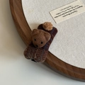 Lindo clip de pelo de oso de peluche marrón con patrón de cuadros para mujer - 1# Clip Oso Cuadrado Café / café