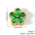 Golden flower charm with green pear-shaped stones and crystals for DIY watch bands - Gold Emerald Green Flower Zirconia Charm (P3635-1)