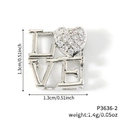 Silver metal LOVE charm with sparkling crystal heart for DIY watch bands and bracelets - Silver LOVE Heart Zirconia Pendant (P3636-2) / Silver/White