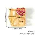Golden LOVE letter charm for watch band with pink crystals and heart design accessory - Gold LOVE Pink Heart Pendant (P3636-3) / Gold/Pink