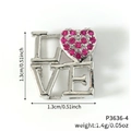 Silver LOVE letter watch strap charm with pink zircon heart and hollow design - Silver LOVE Magenta Heart Pendant (P3636-4) / Silver/Magenta