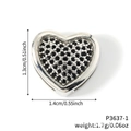 Silver heart pendant for DIY bracelets featuring black crystal pave setting and petite size - Silver Pavé Black Zirconia Heart Charm (P3637-1) / Silver/Black