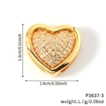 Gold-plated heart charm with clear cubic zirconia for DIY watch bands and bracelets - Gold Micro-Inlaid Clear Zirconia Heart Charm (P3637-3) / 1.4cm x 1.3cm / Gold