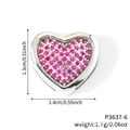Silver-colored heart charm with pink pavé stones for DIY watch band jewelry - Silver Pavé Pink Purple Zirconia Heart Pendant (P3637-6) / 1.4cm x 1.3cm / Silver