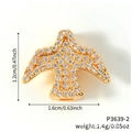Golden bird-shaped metal charm with sparkling crystal pavé for DIY watchband accessories - Gold Bird Pavé Zirconia Pendant (P3639-2) / 1.6cm x 1.2cm / Gold