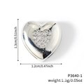 Silver heart watch band charm featuring pavé cubic zirconia center, 1.3cm size - Silver Heart Micro-Inlaid Clear Zirconia Charm (P3640-1) / 1.3cm x 1.2cm / Silver