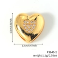Golden heart charm with pavé zircon inlay for DIY watch bands, 1.3cm height - Gold Heart Pavé Zirconia Charm (P3640-2) / 1.3cm x 1.2cm / Gold