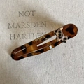 Brown tortoiseshell hair clip with leopard print bear and rhinestone accents - Coffee Leopard Bear Style