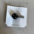 Elegant rhinestone bow hair clip featuring a black orb and planet charm on display card - Black Ball Planet Crystal Style