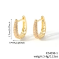 Orecchini a forma di U placcati in oro con zirconi bianchi e altezza di 1,7 cm - Oro (E04398-1)