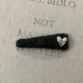 Silver heart black knitted hair clip with rectangle crystal hairpin accessory - Black