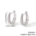 Orecchini a cerchio a U in argento S925 con pavé di zirconi scintillanti - Argento (E04398-2)