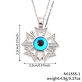 Evil eye pendant necklace with light blue stone and irregular starburst frame in silver - Starburst Sky Blue Eye Style (N01555-1)