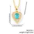 Collana cuore minimalista dorata con gemma blu e catenina regolabile in lunghezza - Cuore Oro Pietra Blu Chiaro (N01579-1)