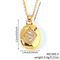Goldene ovale Anhängerkette mit rautenförmigen Zirkonia an einer feinen Kette - Gold Halsketten-Set (N01565-2)