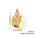 Eleganter goldener ovaler Anhänger mit Zirkonia-Rautenmuster, flach präsentiert - Gold Anhänger Ohne Kette (P4146-2)
