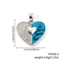 Herzanhänger in Silber mit blauem Emaille und Kristallen auf weißem Hintergrund - Anhänger Ohne Kette-Silber Blau Emaille (P4169-2)